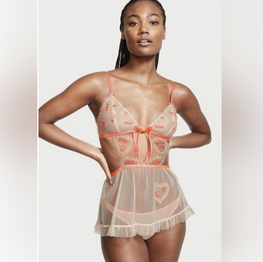 🪷Victoria's Secret Sweetheart Open-Back Babydoll 2 piece set Lingerie